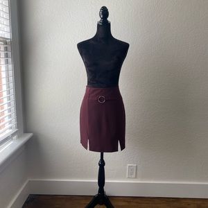 Missguided deep burgundy slit skirt 8